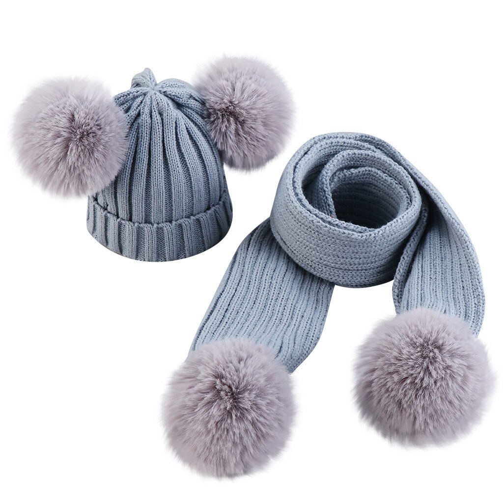Peuter Kids Meisje & Jongen Baby Oor Bescherming Winddicht Breiwol Zomen Keep Warm Winter Cap Hoed + Sjaal Set l1127