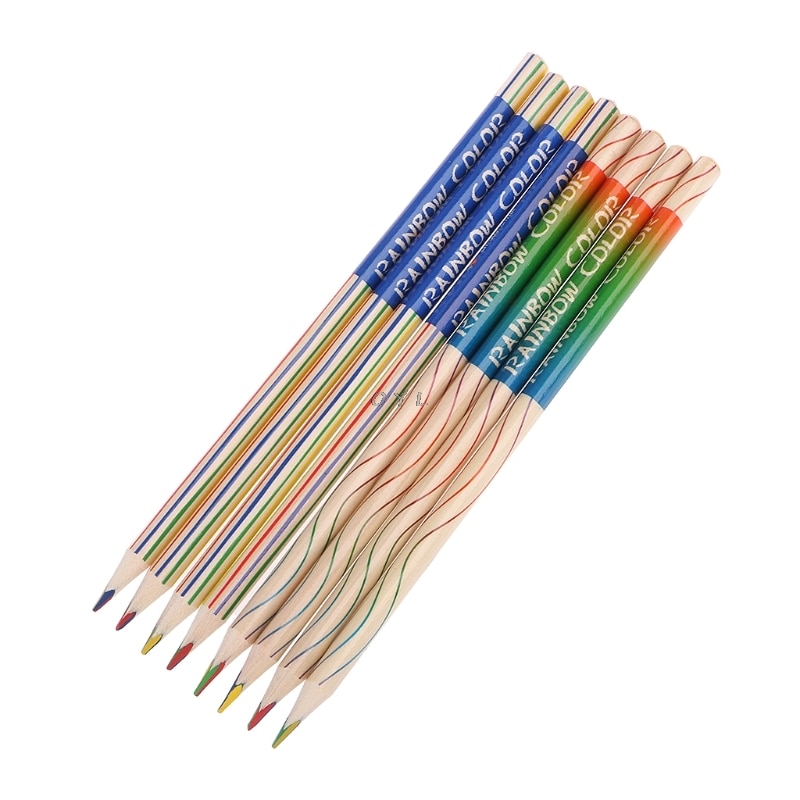 1pc schattige houten regenboogpotloden om zelf te maken voor tekenen en schilderen op school.