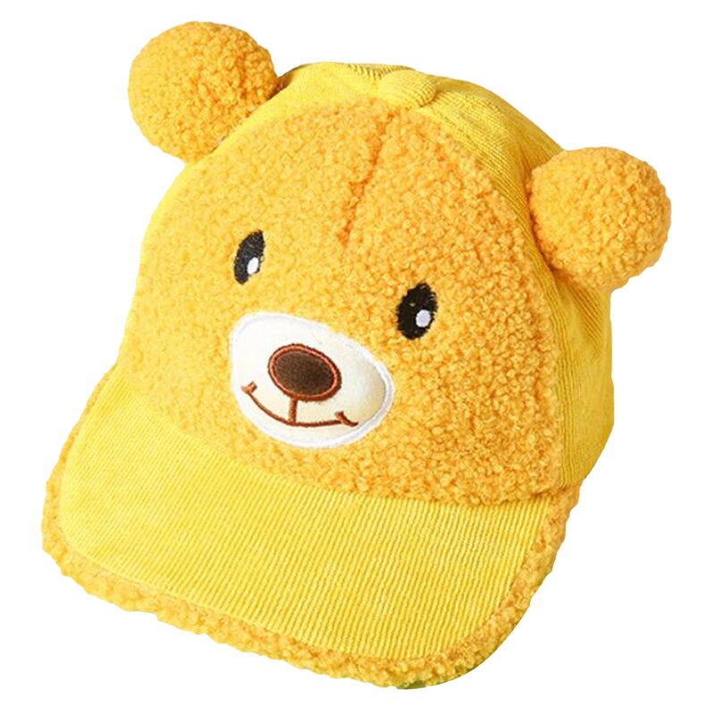 Cartoon Bear Baseball Cap Cute Unisex Autumn And Winter Warm Casual Children Street Cap: yellow
