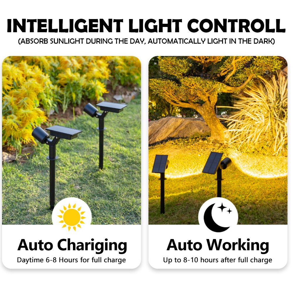 LED-spots op zonne-energie Buiten waterdicht Ultra Bright Sunset Spot Landscape Wandlamp voor boomvlag gazon tuinverlichting