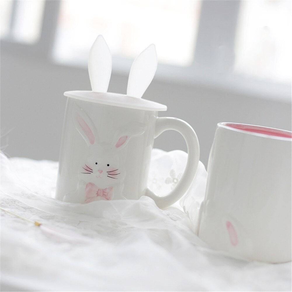Söt kanin keramisk kaffemugg frukost kaffe mjölk te koppar stor kapacitet drinkware hemmakontor älskare par