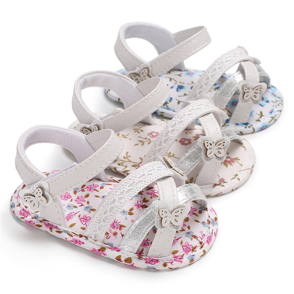 Sandali per bambina scarpe estive con stampa floreale scarpe per neonati per bambini scarpe per presepe morbidi primi camminatori mocassini per bambini