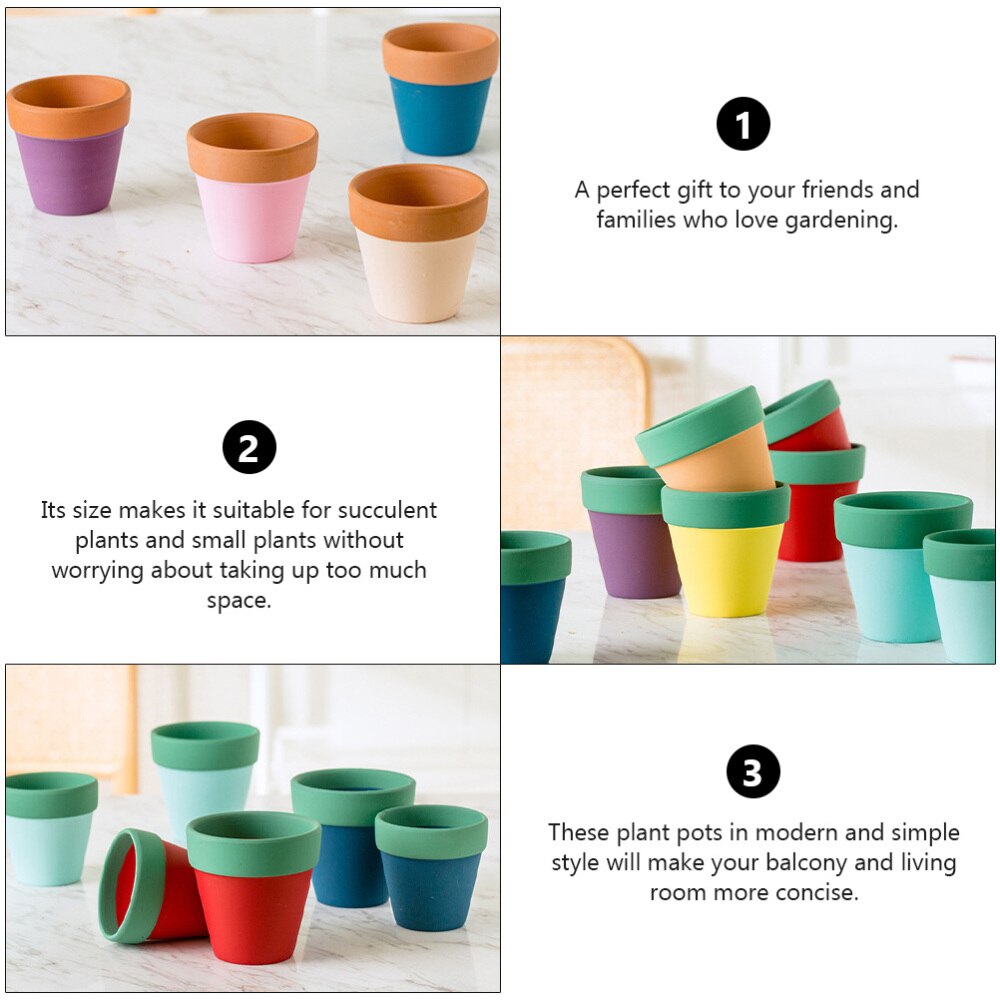 10 Pcs Colorful Flowerpots Indoor Plant Pots Ceramic Gardening Planters