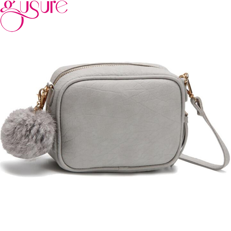 Gusure Mode Trend Kleine Schoudertassen Met Bont Bal Opknoping Messenger Tas Voor Vrouwen Casual Mini Zoete Crossbody Tassen