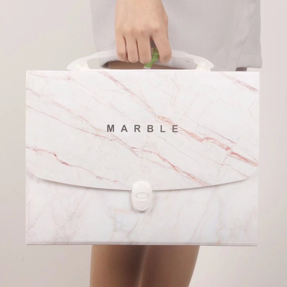 Marble Expanding File Folder A4 Document Bag Exanding Wallet Exam Paper Bill File Organizer School Office Stationery