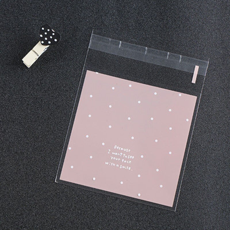 100pcs Plastic Cookie Bag Transparent Cellophane Polka Dot Candy Self Adhesive Wedding Birthday Party Cookie Bag