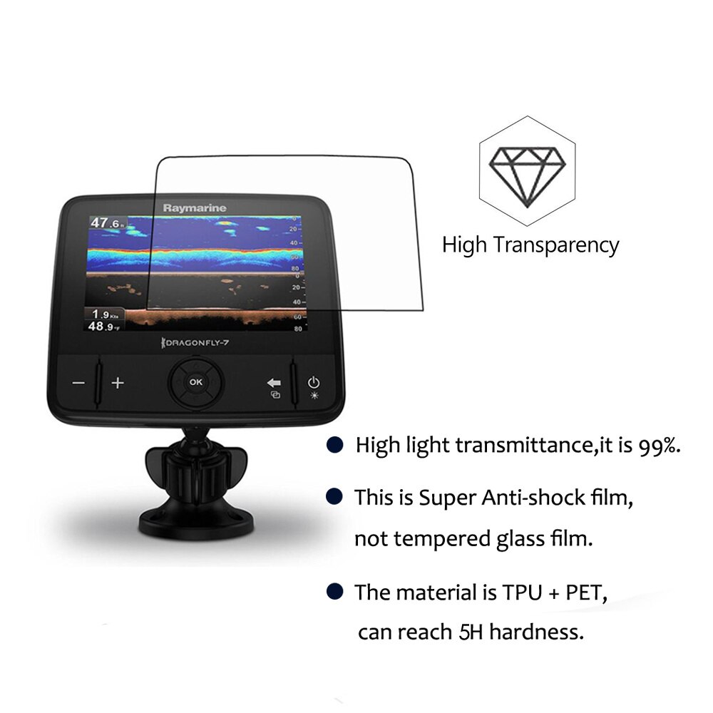 3Pcs Anti-Scratch Water-Proof Hd Pet Film Voor Raymarine Dragonfly 7 Gps/4 Gps Scherm protector Nano Anti-Shock Film Niet Glas