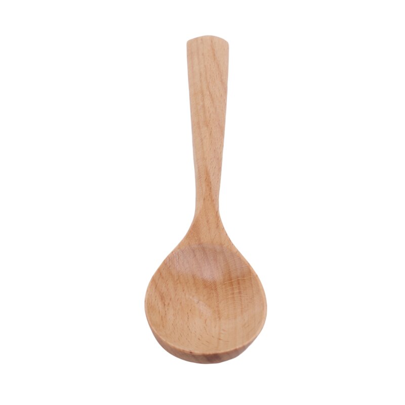 Beech Spoon Japanese Simple Style Natural Solid Color Handle Wooden Spoon Fork Kitchen Tableware
