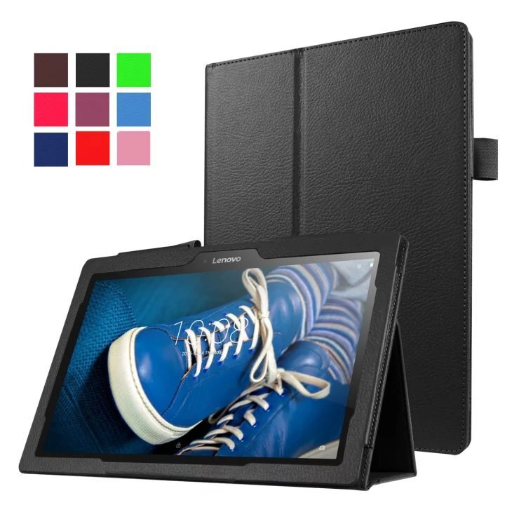 Funda para Lenovo Tab E10 TB-X104F 10,1 pulgadas Funda protectora para Funda Lenovo Tab E10 10,1 "Tablet Flip soporte + pluma: Black