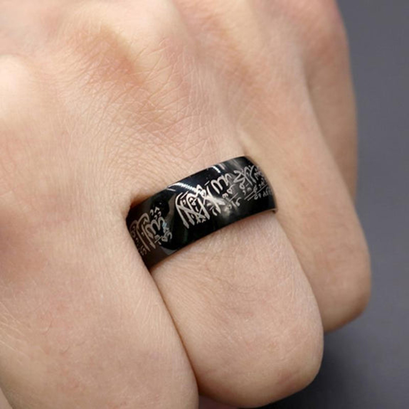 Anillos con palabras de escritura islámica árabe para hombres y mujeres, anillo de oración religiosa musulmana de acero inoxidable, joyería de amuleto Retro