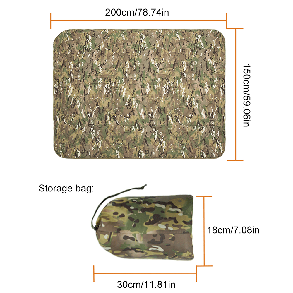 Campingtæppe med kompressionstaske letvægts varm dyne multifunktionel quiltet udendørstæppe junglejagtudstyr