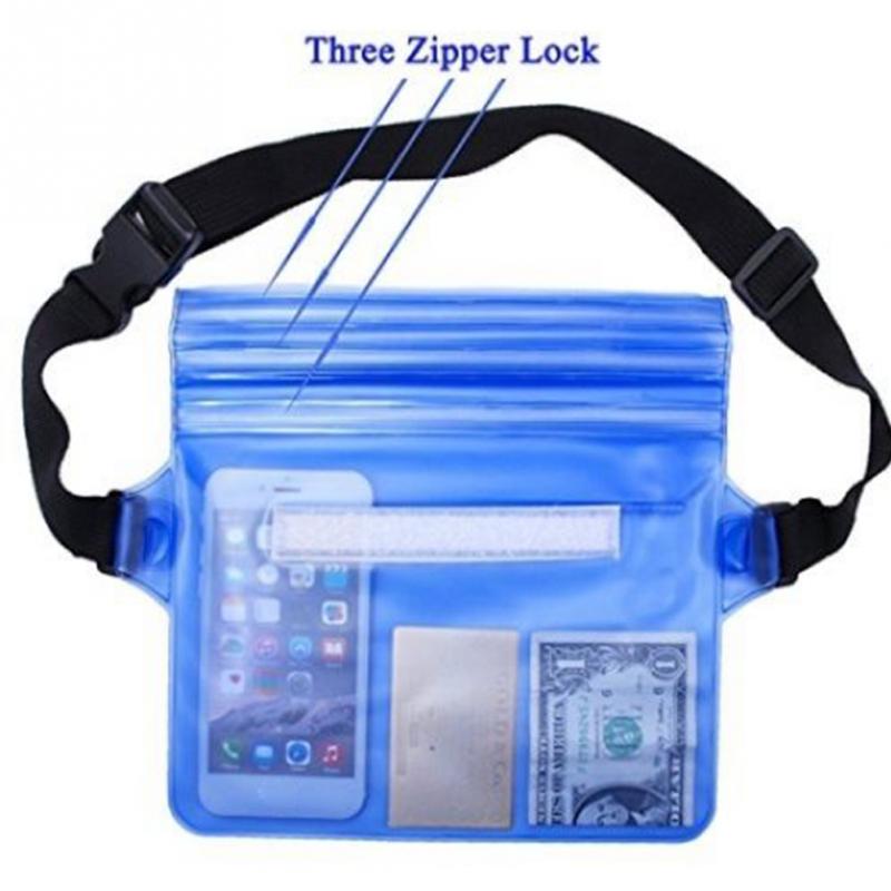 Drei Schichten Wasserdichte Unterwasser Taille Tasche fanny Pack Strand trocken Beutel Telefon fallen Brieftasche