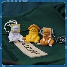 Cartoon Cute Keychain Cat Key Chain Men and Women Charm Bag Pendant Accessories Toast the cat Key Ring