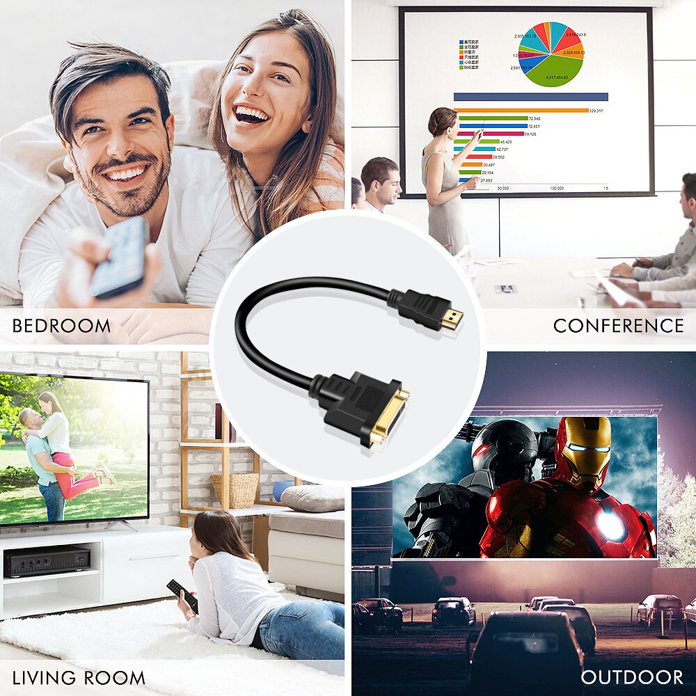 Kebidu  hd 1080p mini hdmi til dvi m -f 24+5 kabeladapter til hdtv dvd computer hdmi han til dvi 24+5 hun konverter