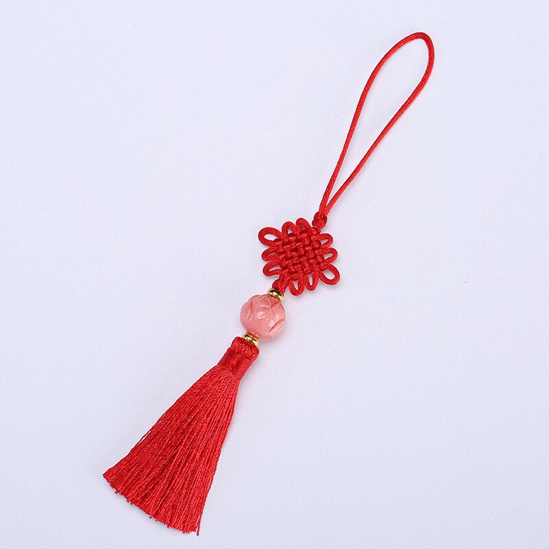 Cuentas de flor de loto de , 2 piezas, nudos chinos, borlas, joyería artesanal, bolsa de cortina, accesorios decorativos, borlas artesanales: Red