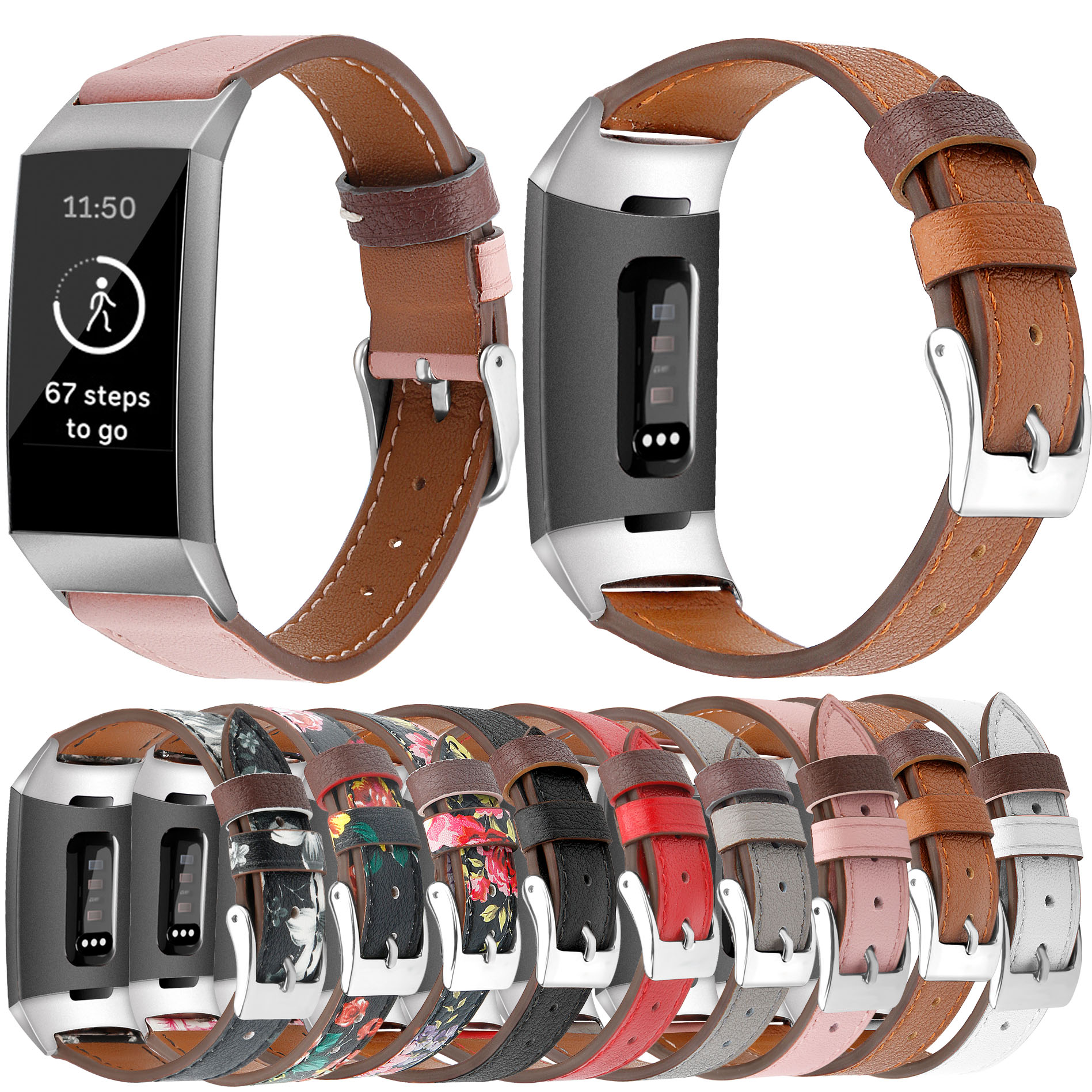 Essidi For Fitbit Charge 3 4 Leather Band Women Men Smart Bracelet Replacement For Fitbit Charge 3 4 Wristband Watch Strap Loop