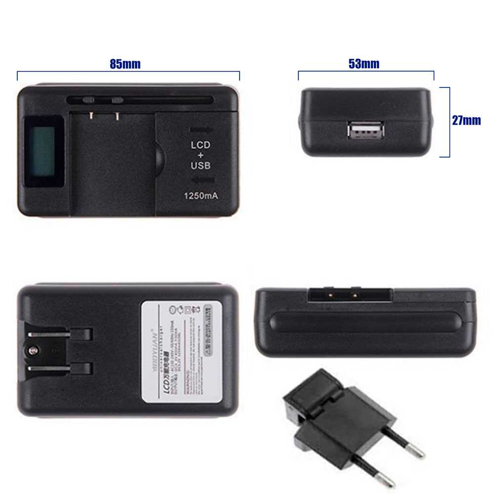 Universal- Ladegerät Ladegerät mit USB-Anschlus für praktisch Kamera Lithium Schwarz