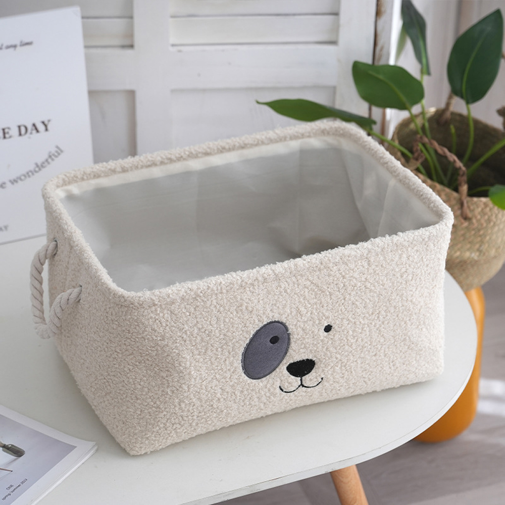 Plush Cute Pet Toys Cothes Storage Basket Dog Rectangle Bin Box Stuff Sundries Organize Baskets Case Home Tool: black