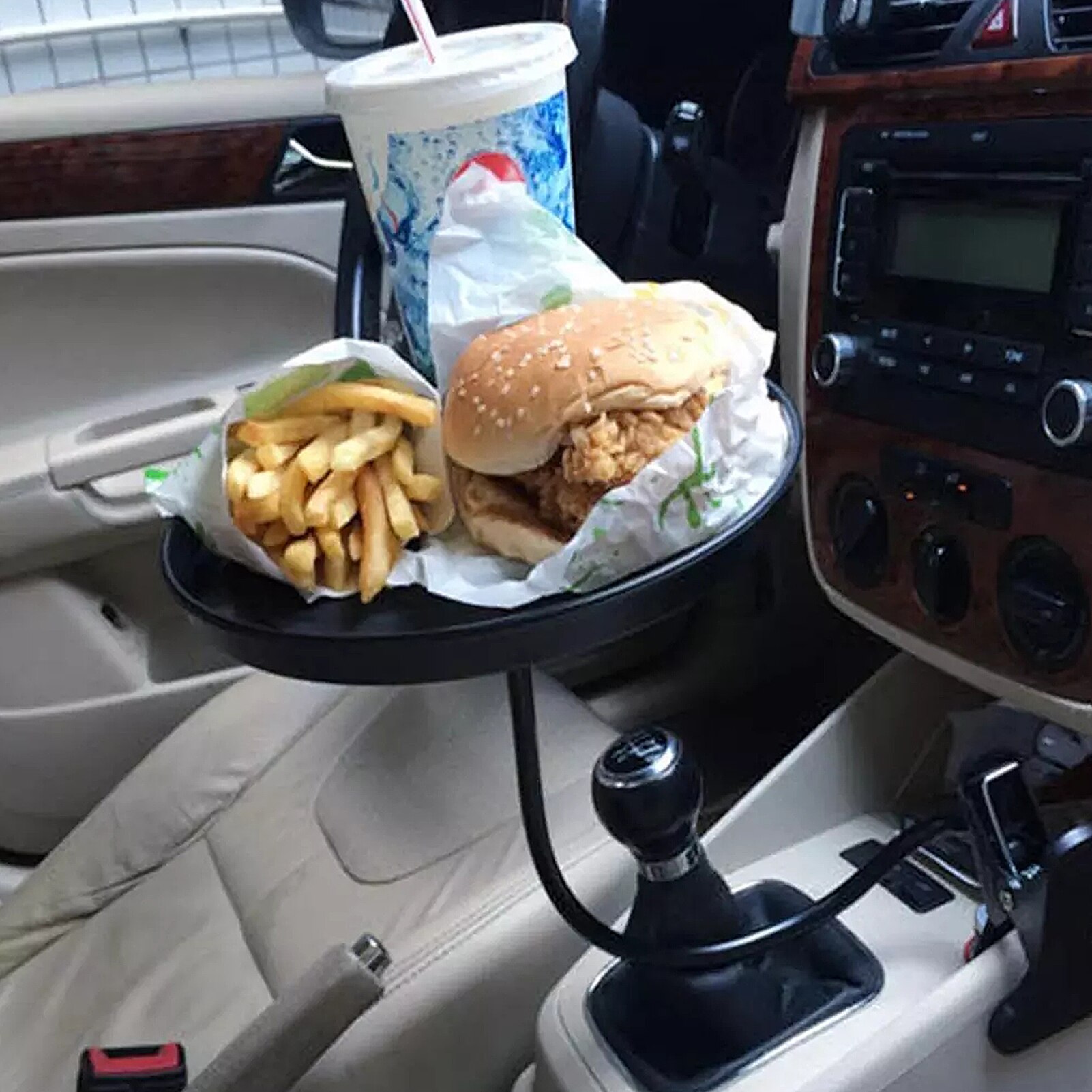 Soporte ajustable para taza de coche, accesorios Organizadores de botellas de café, bandeja de comida, mesa de automóviles para hamburguesas, patatas fritas, bandeja de mesa de coche, herramientas
