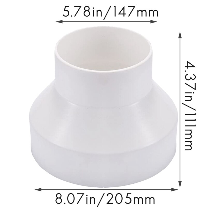 Ventilation Pipe Reducer Adapter Pipe Air Duct Adapter Pipe Connector for Inline Ventilation System