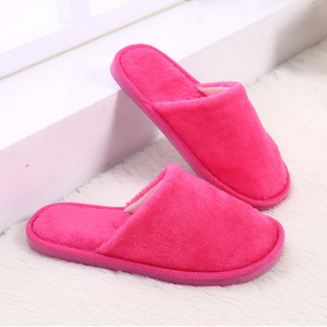 Winter Women House Slippers Faux Fur Warm Shoes Slip On Flats Female Slides Cozy Home Furry Non-Slip Bedroom Slippers: W Red EUR 40 41