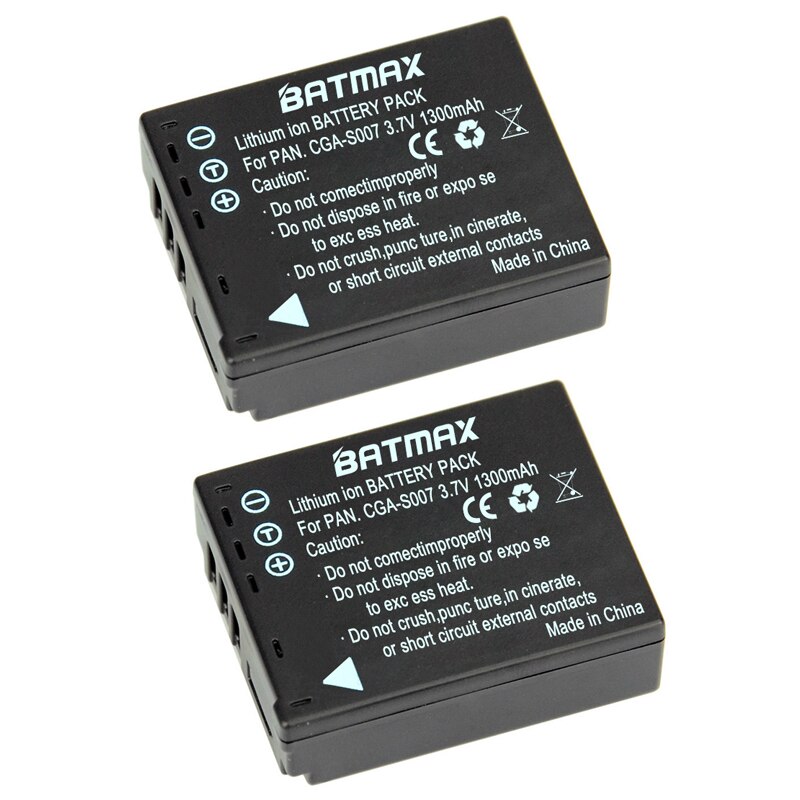 Batería + cargador para Panasonic, 3,7 v, 1300mAh, CGA-S007, CGA, CGR, S007E, S007, S007A, BCD10, DMC, TZ1, TZ2, TZ3, TZ4, TZ5, TZ50, TZ15, 2 uds.