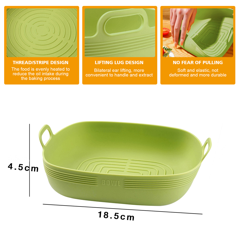 Nuovo cestino in silicone per friggitrice ad aria Vassoio rotondo in silicone per friggitrice ad aria Fodera facile da pulire Piastra per Pizza griglia padella stuoia Accessori per friggitrice ad aria: Kaki scuro