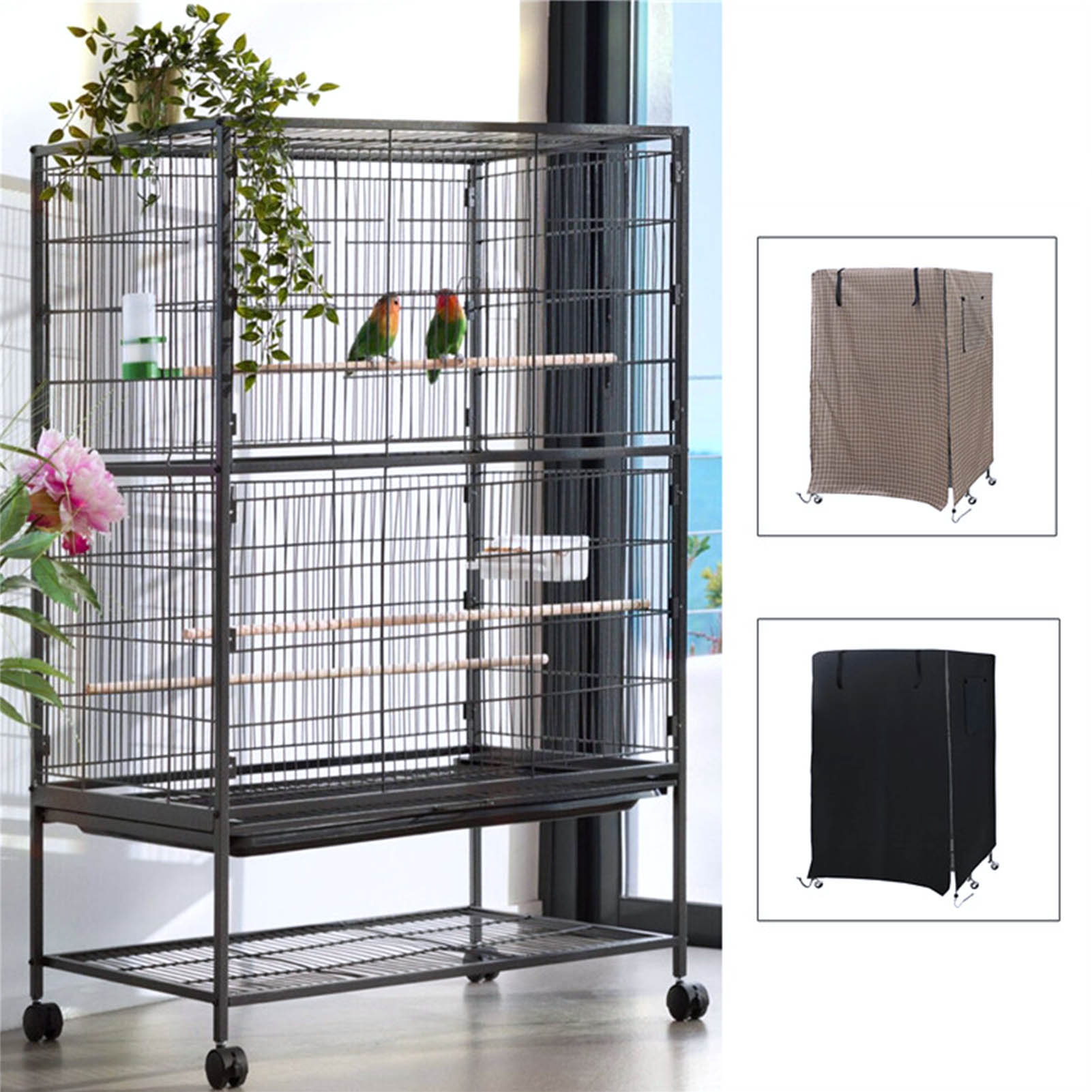 Papegaaien Volière Vogelkooi Cover Goede Nacht Oxford Doek Waterdicht Anti-Uv Vogelkooi Cover Met Mesh Venster Voor Grote Vogelkooi