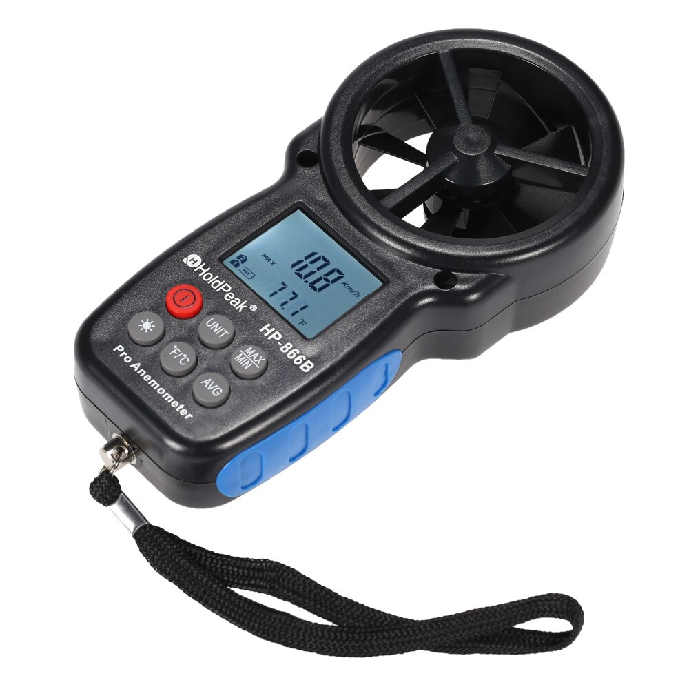 HoldPeak HP-866B Mini LCD Digital-Anemometer Thermometer Wind Geschwindigkeit Luft Geschwindigkeit Temperatur Messung anemometro mit Hintergrundbeleuchtung