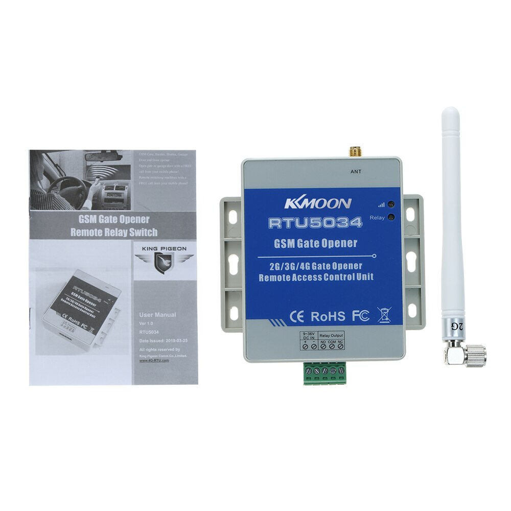 KKmoon®GSM puerta abridor remoto relé interruptor libre llamada SMS soporte de comando 850/900/1800/1900MHz