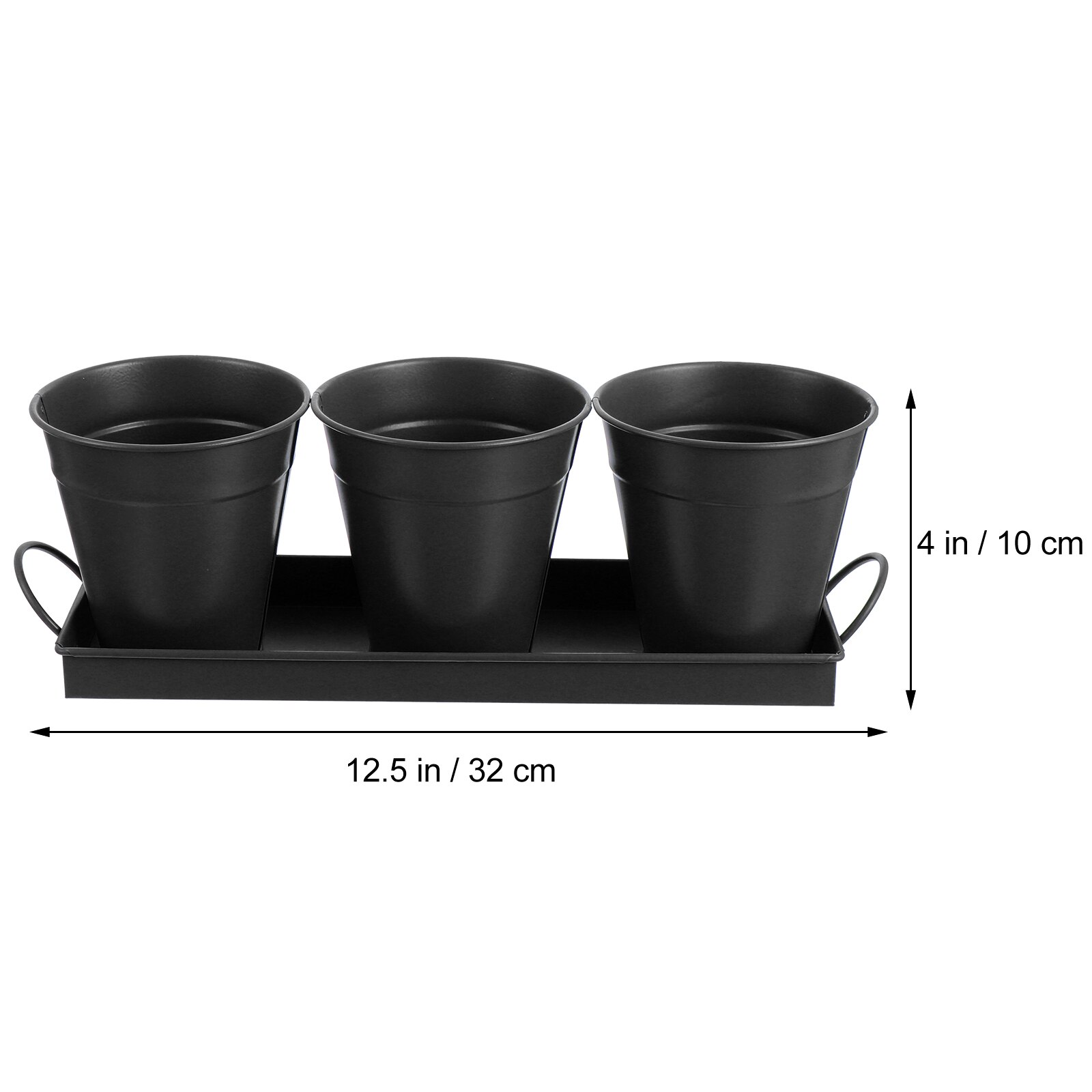 3pc Flower Iron Bucket Planter Pot with Tray Retro Flower Buckets Succulents Pot