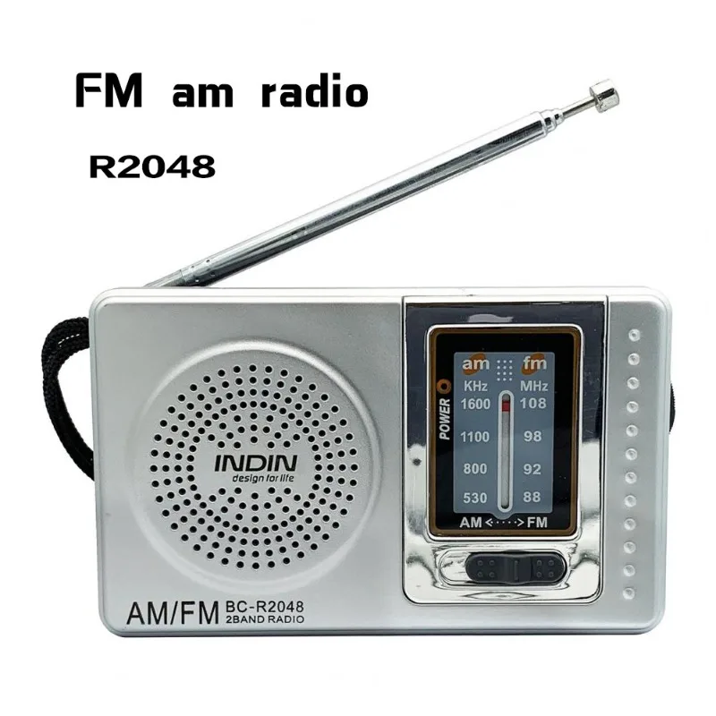 R2048 Przenośne radio FM Kieszonkowa antena teleskopowa Zasilanie bateryjne Mini wielofunkcyjne radio AM FM dla starszych BC-R2033: Black