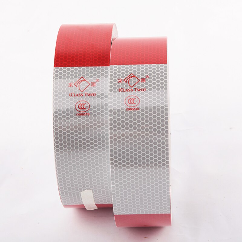 Autocollants matériau réfléchissant 5cm x 1m, bande adhésive haute résistance pour voiture, pour camion, autocollants de sécurité, accessoires de moto rouge blanc