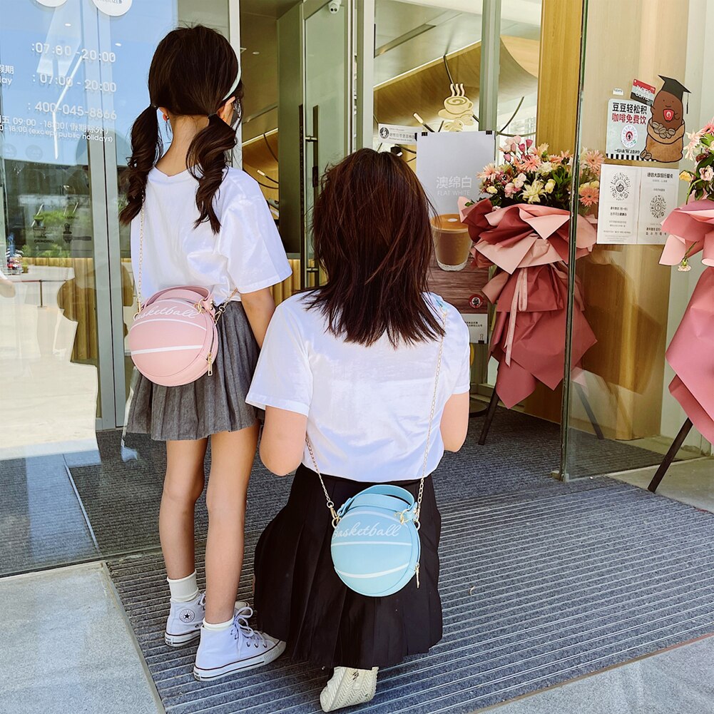 1 pz borsa rotonda a sfera per adolescenti borse a tracolla da donna borse a tracolla a catena a tracolla borsa da basket rosa in pelle femminile di personalità