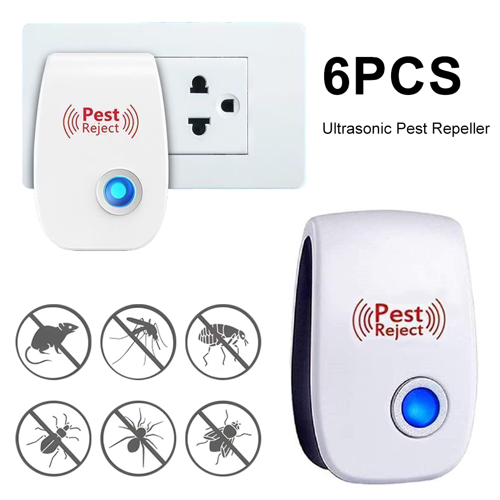 6Pcs Ultrasonic Pest Repeller Insect Bug Repeller Long Range Pest & Insect Deterrent Multi-Function for Home Office Hotel