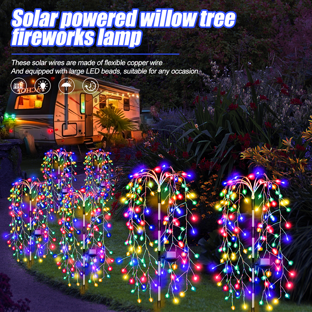 200 Leds Solar Tuinverlichting Outdoor Solar Wilg Vuurwerk Licht LED Kerst Decor Lichtslinger Gazon Fairy Light