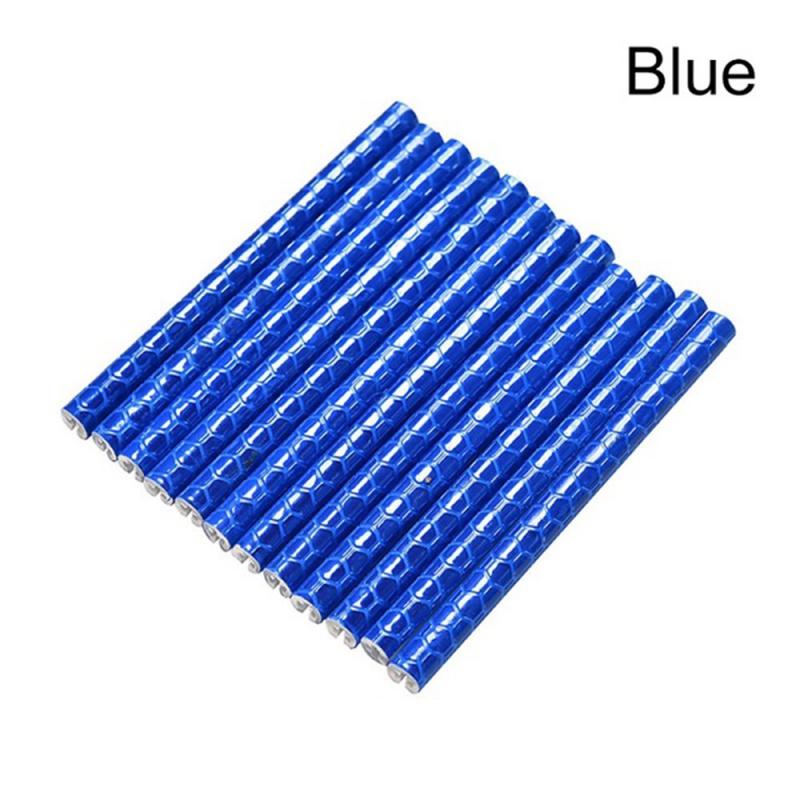 12Pcs 75Mm Bike Outdoor Strip Reflector Fiets Mountainbiken Velg Spoke Mount Buis Waarschuwingslampje Strip reflector: blue