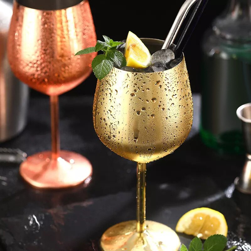 Verre à vin en acier inoxydable, gobelet à jus, à Champagne, pour Cocktail, à whisky, paquet de 3, 500Ml