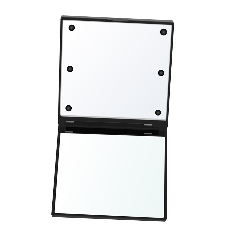 Square Cosmetic Mirror Dual Sided Illuminated Foldable 6 LED Light Makeup Mirror Travel Foldable Durable