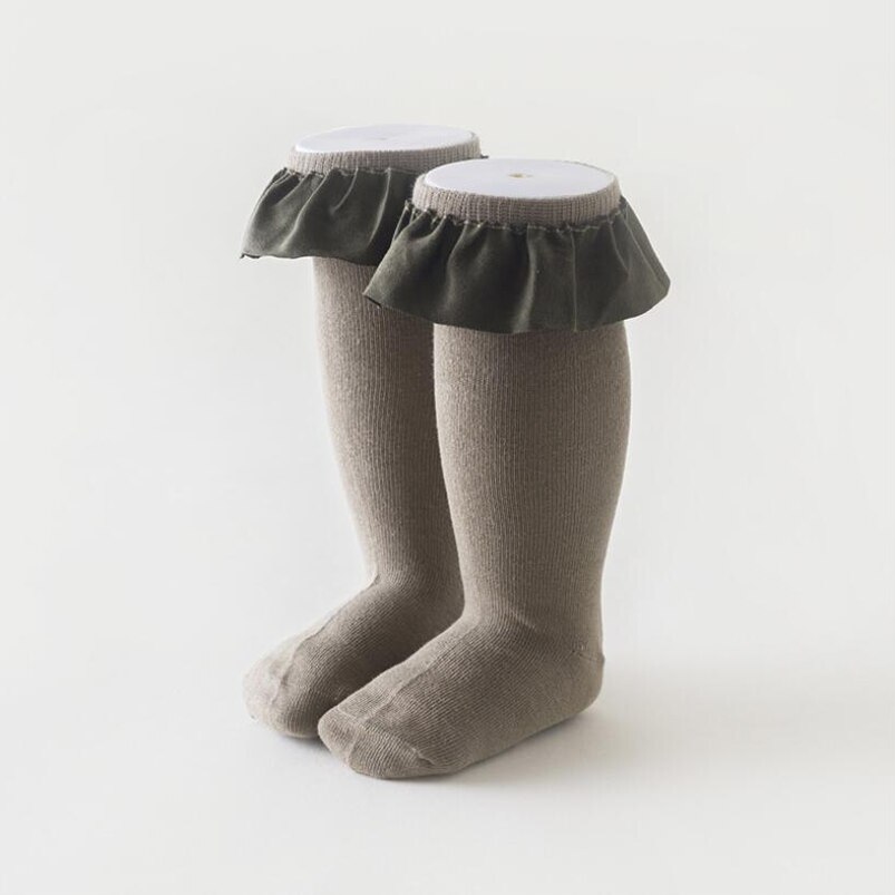 Flanela do vintage rendas meias crianças Primavera outono meninas da criança tornozelo meias meias esportivas de algodão meninas da escola elegante material do bebê Natal: green / 3 TO 6T