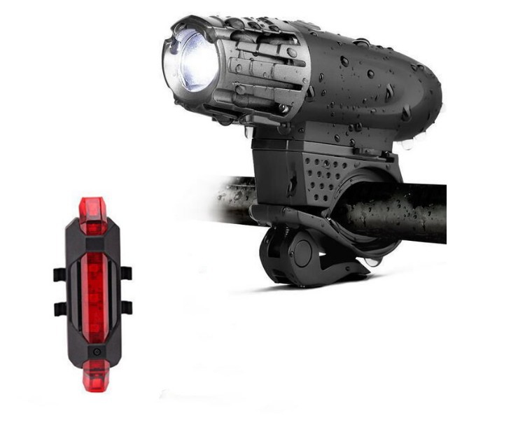 Light Flashlight Powerful Headlight On The Bike Front Usb For Bicycle Rechargeable Lamp Mount Led Stroboscopes Great: Set 1