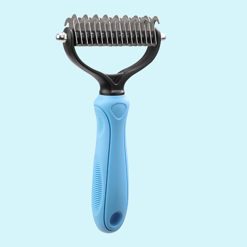 Tondeuse à nœuds en fourrure pour animaux de compagnie, outils de toilettage pour chiens et chats, brosse d'épilation, fournitures Double face: Blue / Small