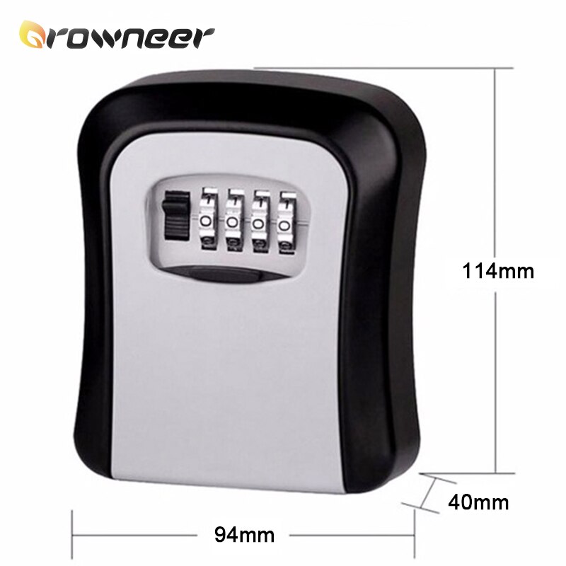 Nyckel säker låda robust aluminiumlegering nyckellås låda väggmonterad säkert förvaring väderbeständig 4- siffrig kombination vridratten