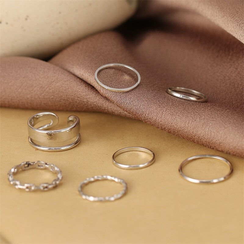 IFMIA Schmuck Ringe einstellen Metall Legierung Hohl Runde Öffnung Frauen Finger Ring Für Mädchen Dame Party Hochzeit