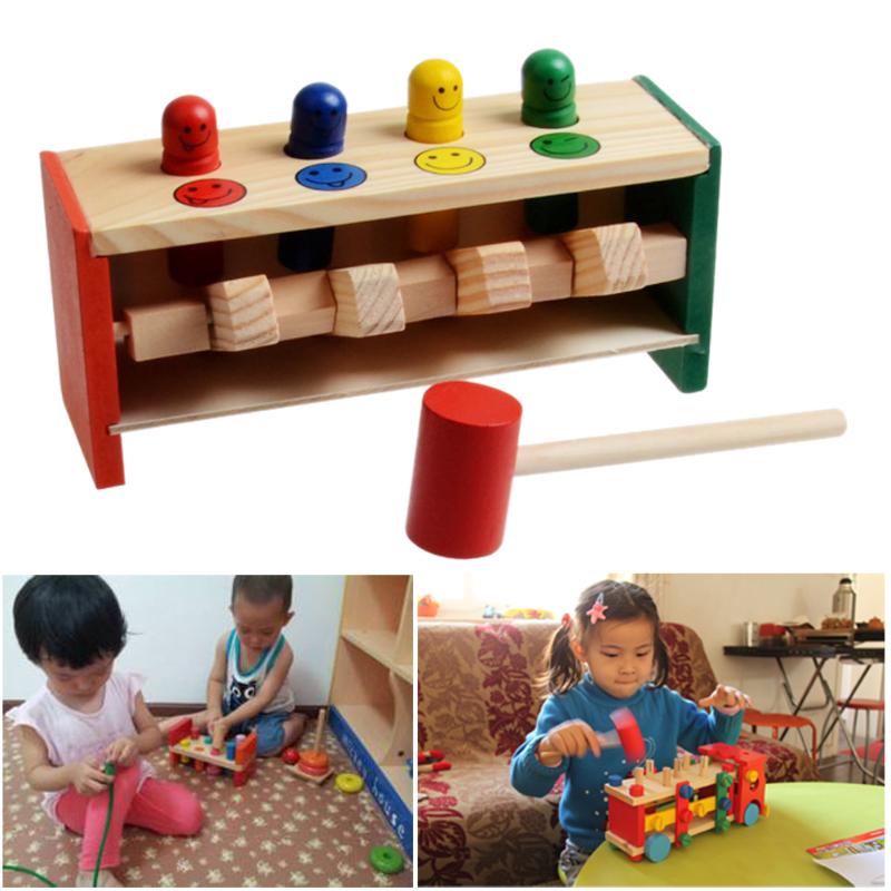 Martillo de juguete de madera para bebé + caja de martillo para niños pequeños rompecabezas educativos de juguete para niños Juego de madera banco de martillos juguetes para niños