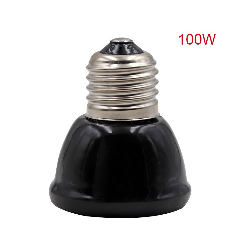 Mini lâmpada de aquecimento pet réptil infravermelho cerâmica lâmpada 220v preto 25w 50 75 100 emissor calor réptil lâmpada réptil suprimentos: 100W