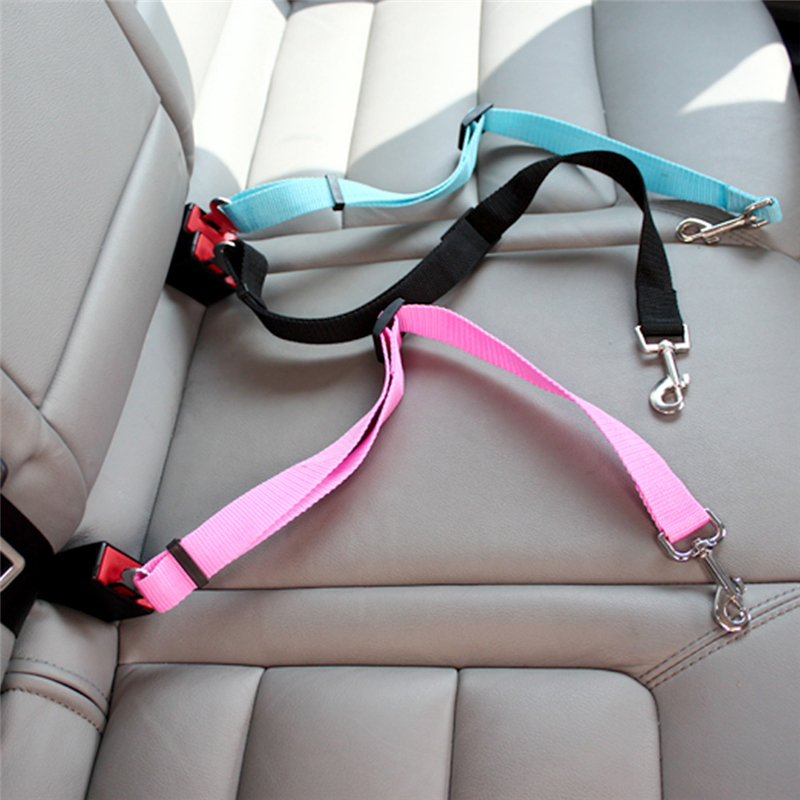 5 Kleuren Pet Veiligheidsgordels Hond Auto Veiligheidsharnas Terughoudendheid Lead Leash Reizen Clip
