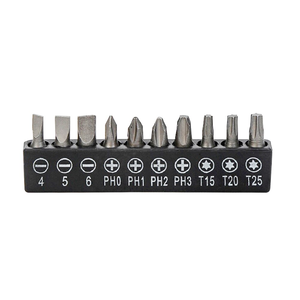 Hexagon Ratelsleutel 1/4Inch Mini Quick Release Socket Gereedschap Huishoudelijke Handvat Reparatie Wrench Voor Auto Voertuig: 10X Screwdriver Bits