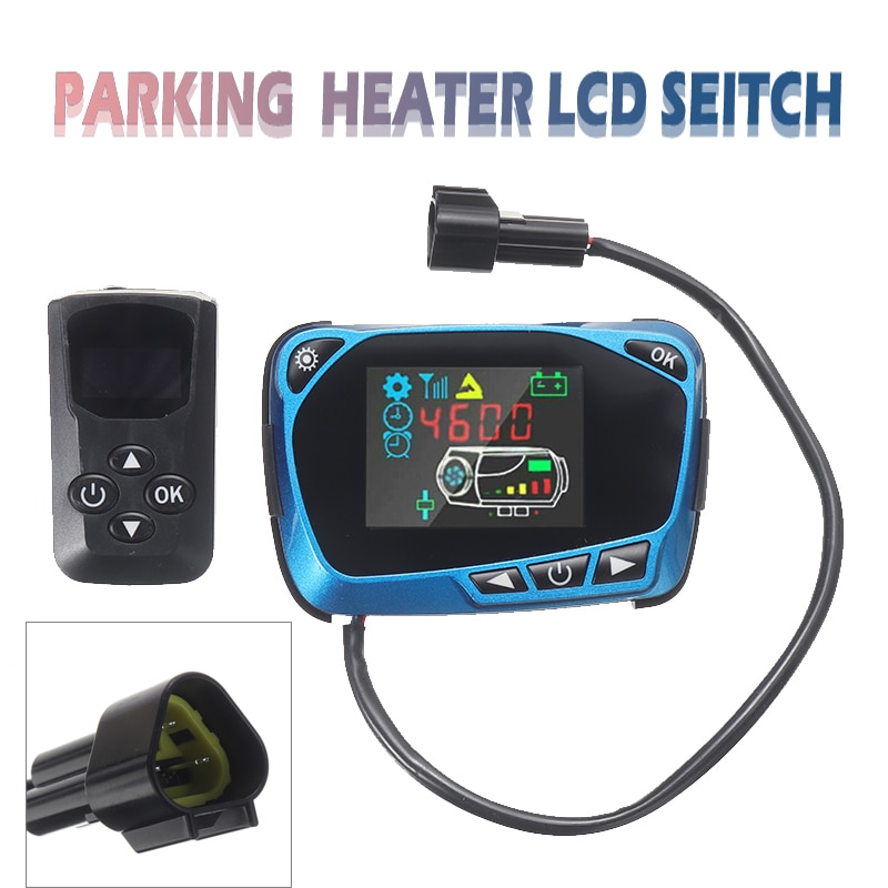Universal 12V/24V LCD Monitor Switch+Remote Control Car Truck Air Diesel Parking Heater Controller with 4 Buttons Remote Control