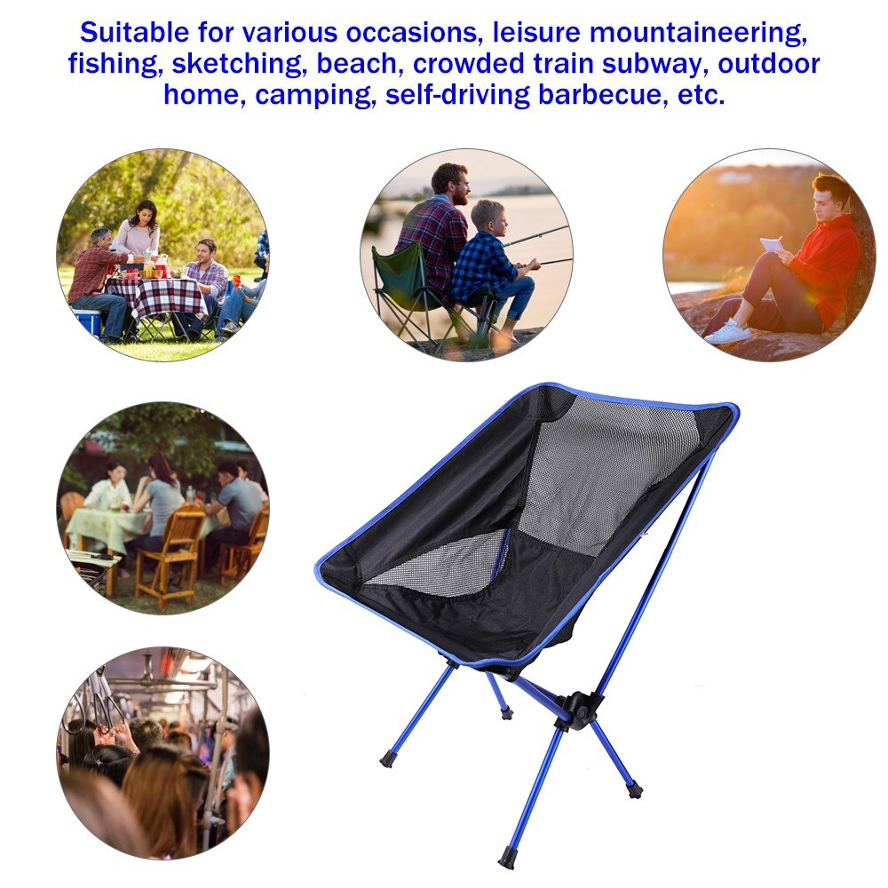Ultralight Opvouwbare Camping Stoel Draagbare Vissen Picknick Maan Stoelen Opvouwbare Bbq Wandelen Reizen Rugleuning Seat Outdoor Gereedschap